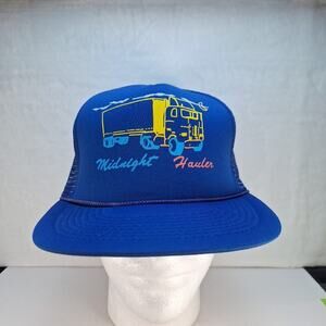 Vintage Funny Truckin Trucker Hat Mesh Snapback Blue Truckin "Midnight Hauler"